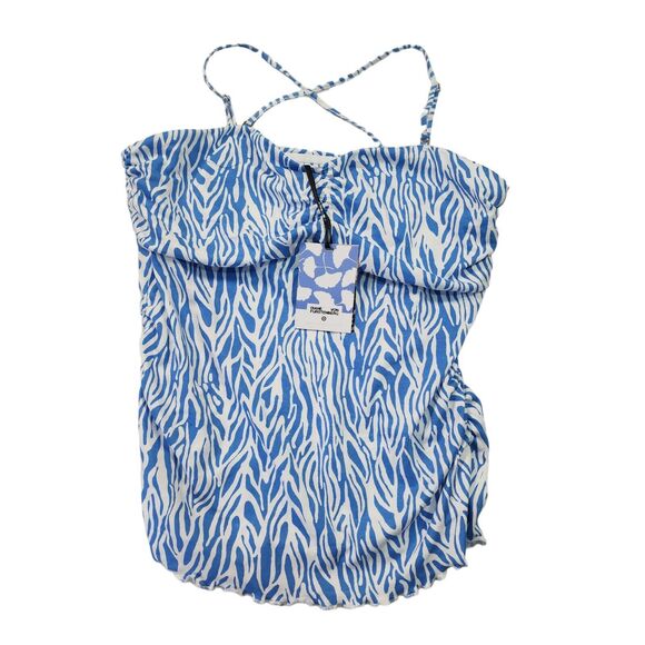 DVF Target Sea Twig Blue and White Tube Top Camisole Blouse Tank Size 2X  NWT - Picture 1 of 7